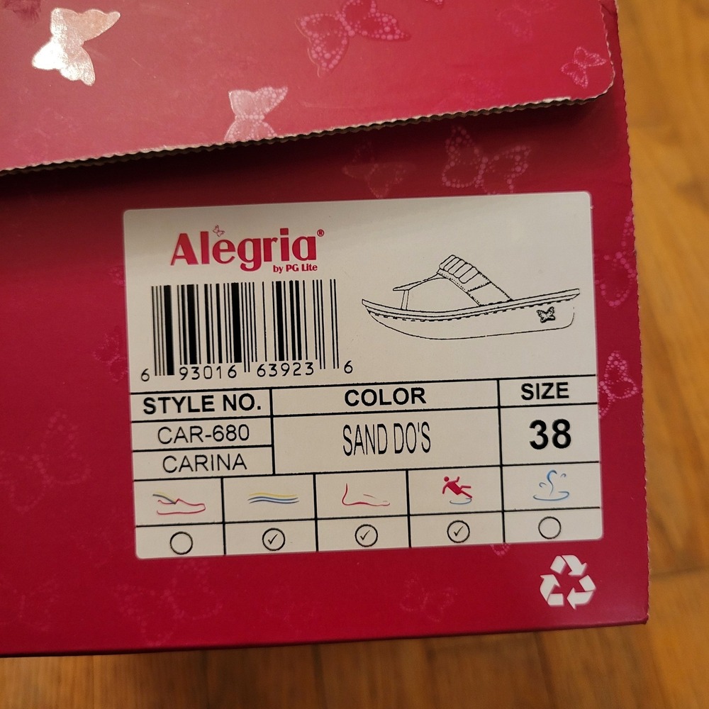 Alegria 38 Carina Sandals 8 Gold Holographic Thong Rocker Sole CAR-680 SAND DO'S - Picture 3 of 12